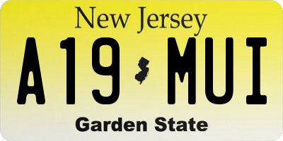 NJ license plate A19MUI