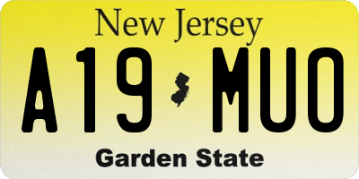 NJ license plate A19MUO