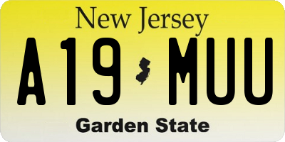NJ license plate A19MUU