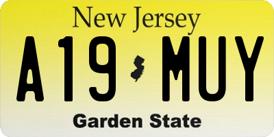 NJ license plate A19MUY
