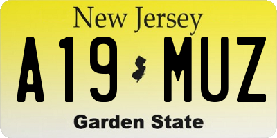 NJ license plate A19MUZ