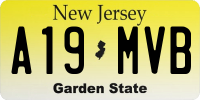 NJ license plate A19MVB