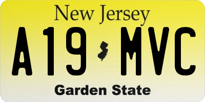 NJ license plate A19MVC