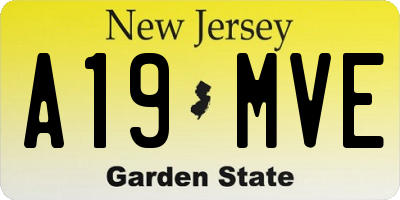 NJ license plate A19MVE