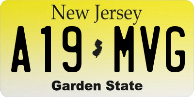 NJ license plate A19MVG