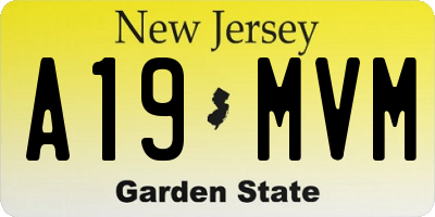 NJ license plate A19MVM