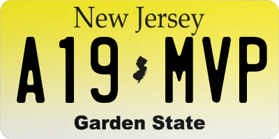 NJ license plate A19MVP