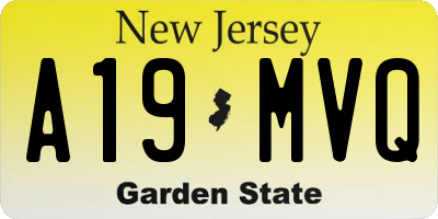 NJ license plate A19MVQ