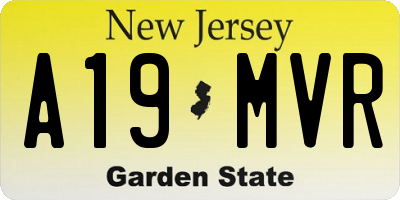 NJ license plate A19MVR