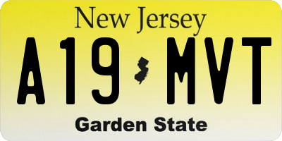 NJ license plate A19MVT