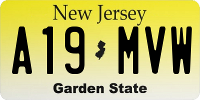 NJ license plate A19MVW