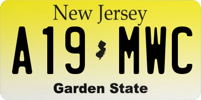 NJ license plate A19MWC