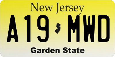 NJ license plate A19MWD
