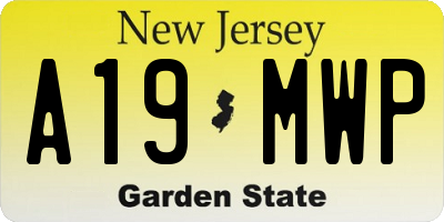 NJ license plate A19MWP