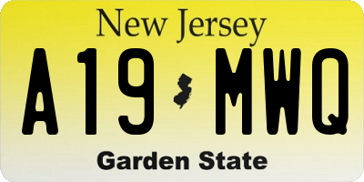 NJ license plate A19MWQ