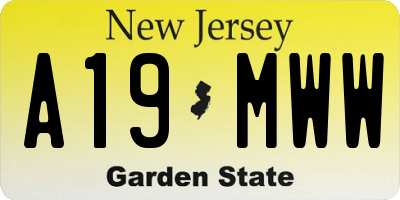 NJ license plate A19MWW