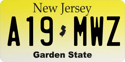 NJ license plate A19MWZ