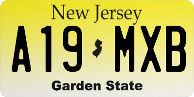 NJ license plate A19MXB