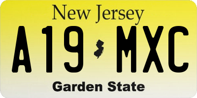 NJ license plate A19MXC