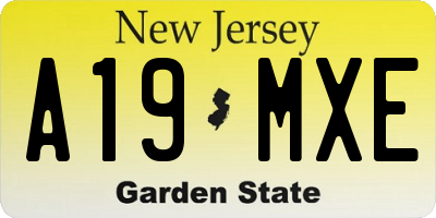 NJ license plate A19MXE