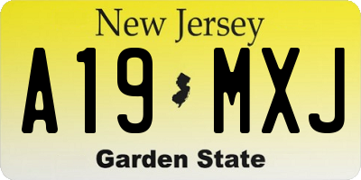 NJ license plate A19MXJ