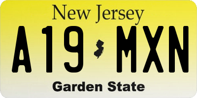NJ license plate A19MXN