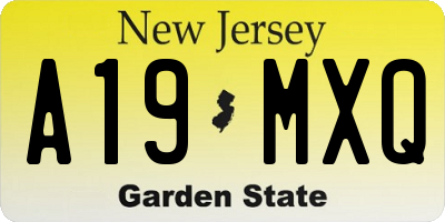 NJ license plate A19MXQ