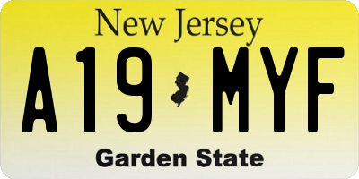 NJ license plate A19MYF