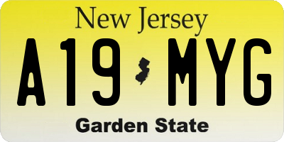 NJ license plate A19MYG