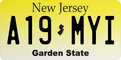 NJ license plate A19MYI