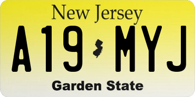 NJ license plate A19MYJ