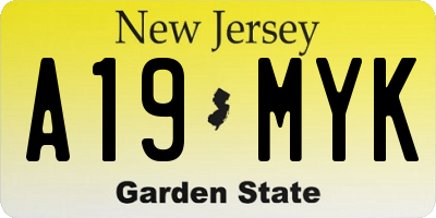 NJ license plate A19MYK