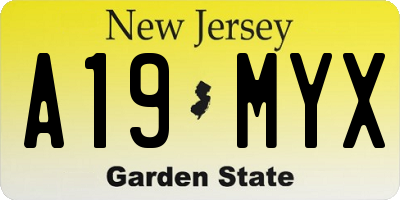 NJ license plate A19MYX