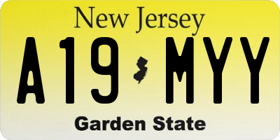 NJ license plate A19MYY