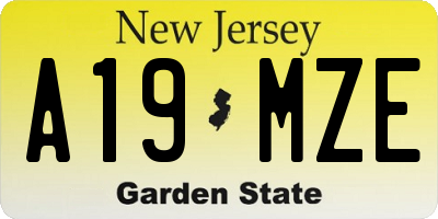NJ license plate A19MZE