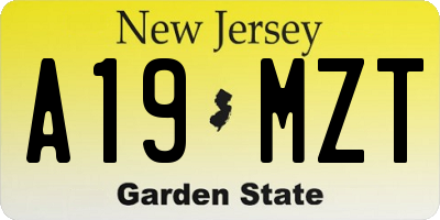 NJ license plate A19MZT