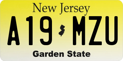 NJ license plate A19MZU