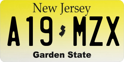 NJ license plate A19MZX