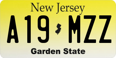 NJ license plate A19MZZ
