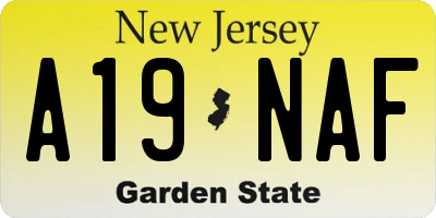 NJ license plate A19NAF