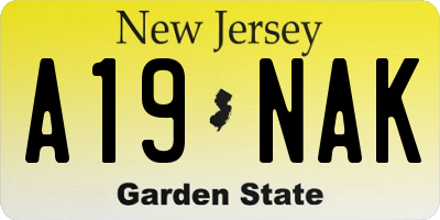 NJ license plate A19NAK