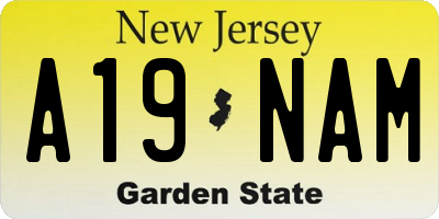 NJ license plate A19NAM