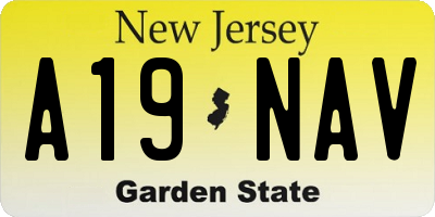 NJ license plate A19NAV