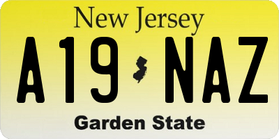 NJ license plate A19NAZ