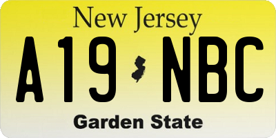 NJ license plate A19NBC