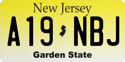 NJ license plate A19NBJ