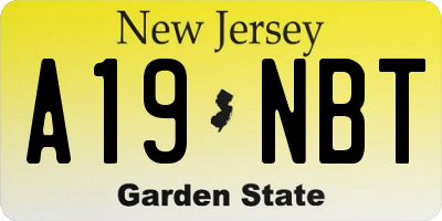 NJ license plate A19NBT