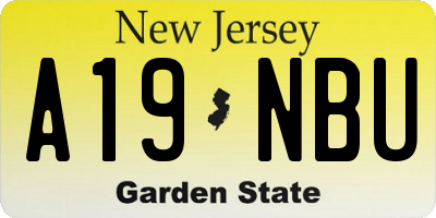 NJ license plate A19NBU