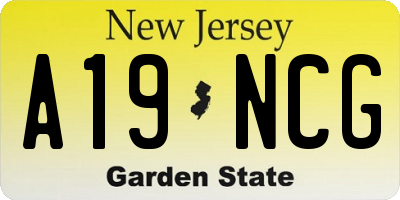 NJ license plate A19NCG