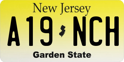 NJ license plate A19NCH